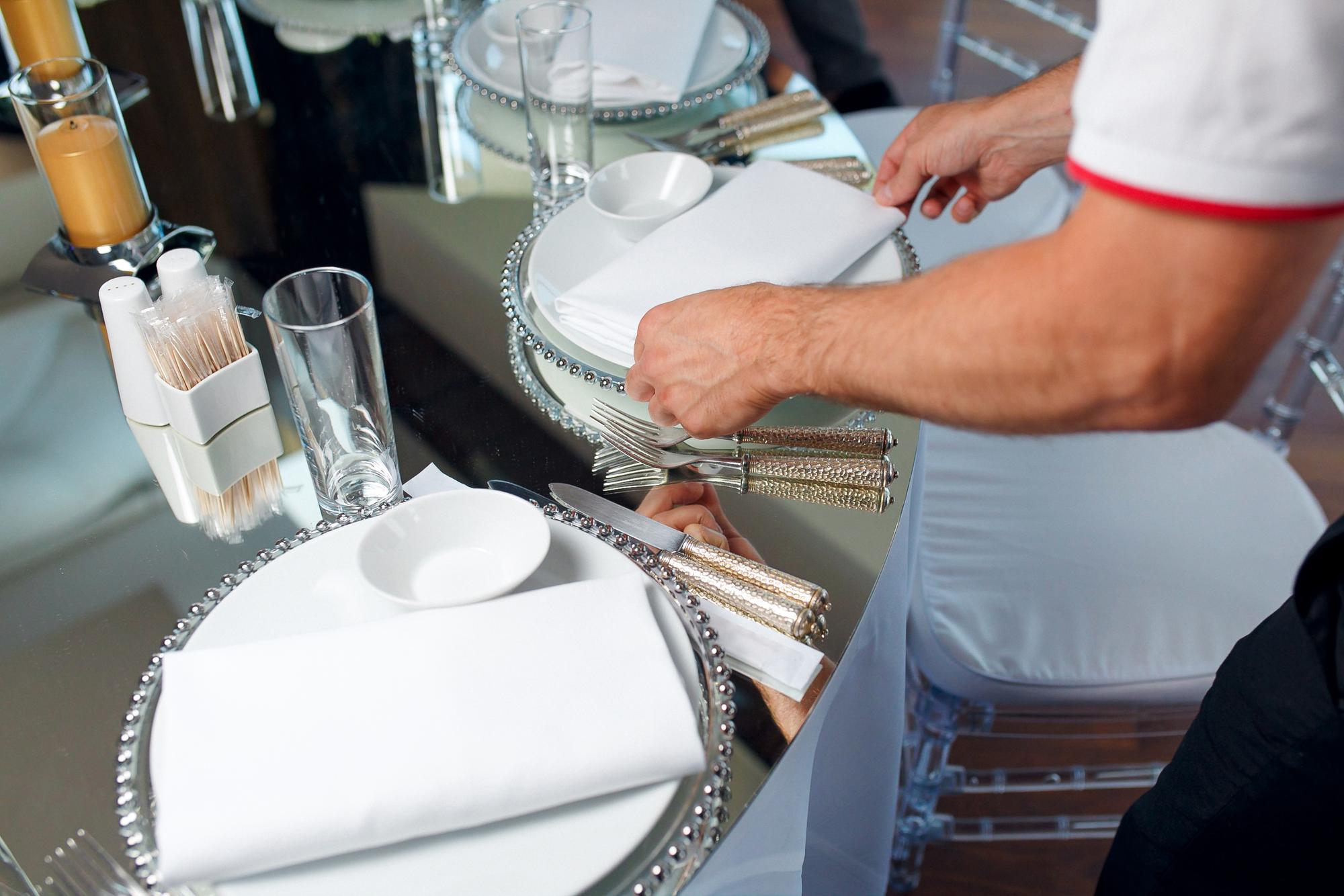 Selection of plated courses and equipment